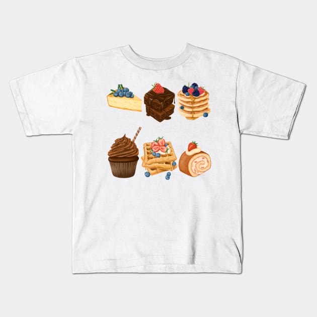 Dessert Collection Kids T-Shirt by Mako Design 